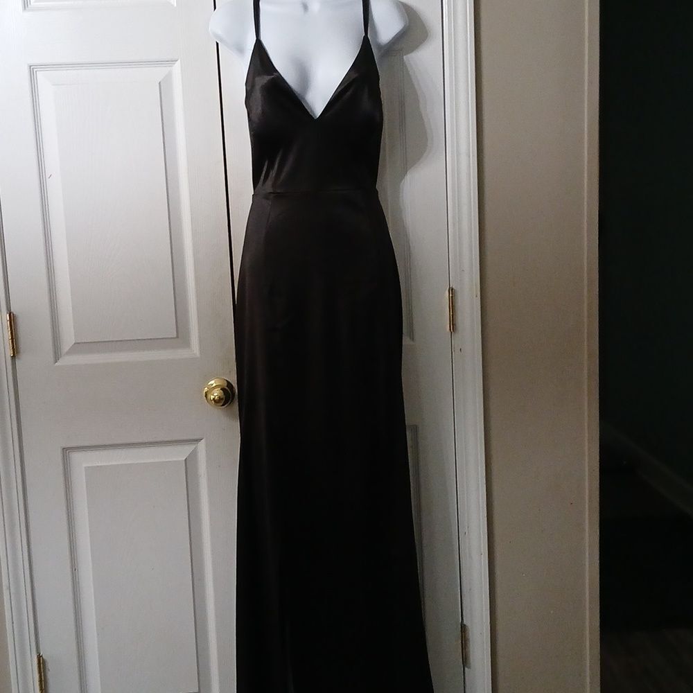 Windsor black crisscross open back maxi black fitted dress Sz XL EUC